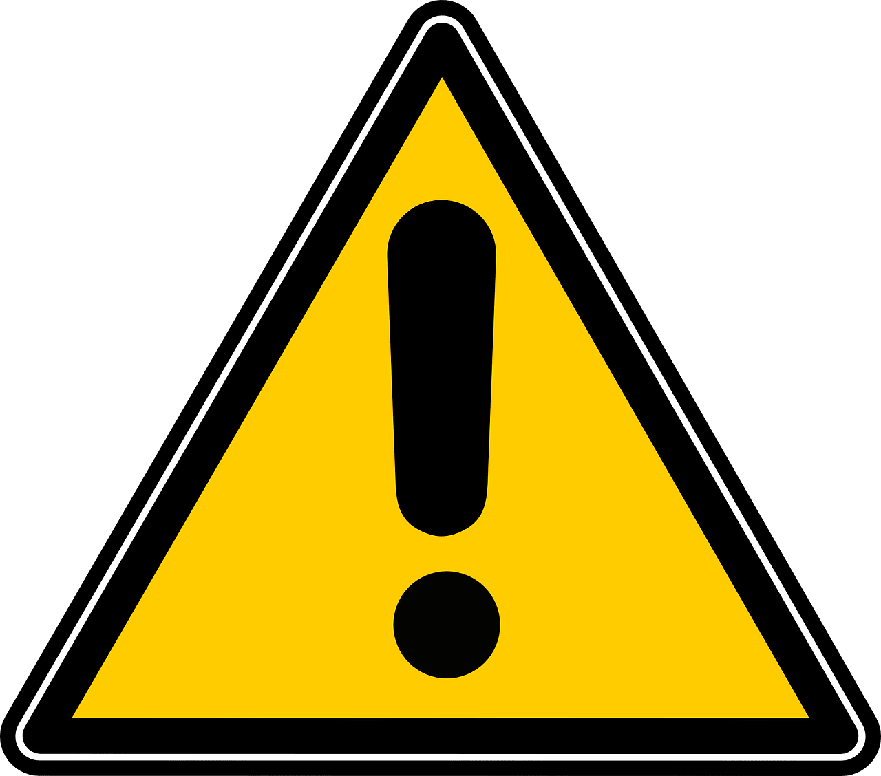 Warning triangle with an exclamation mark in it.