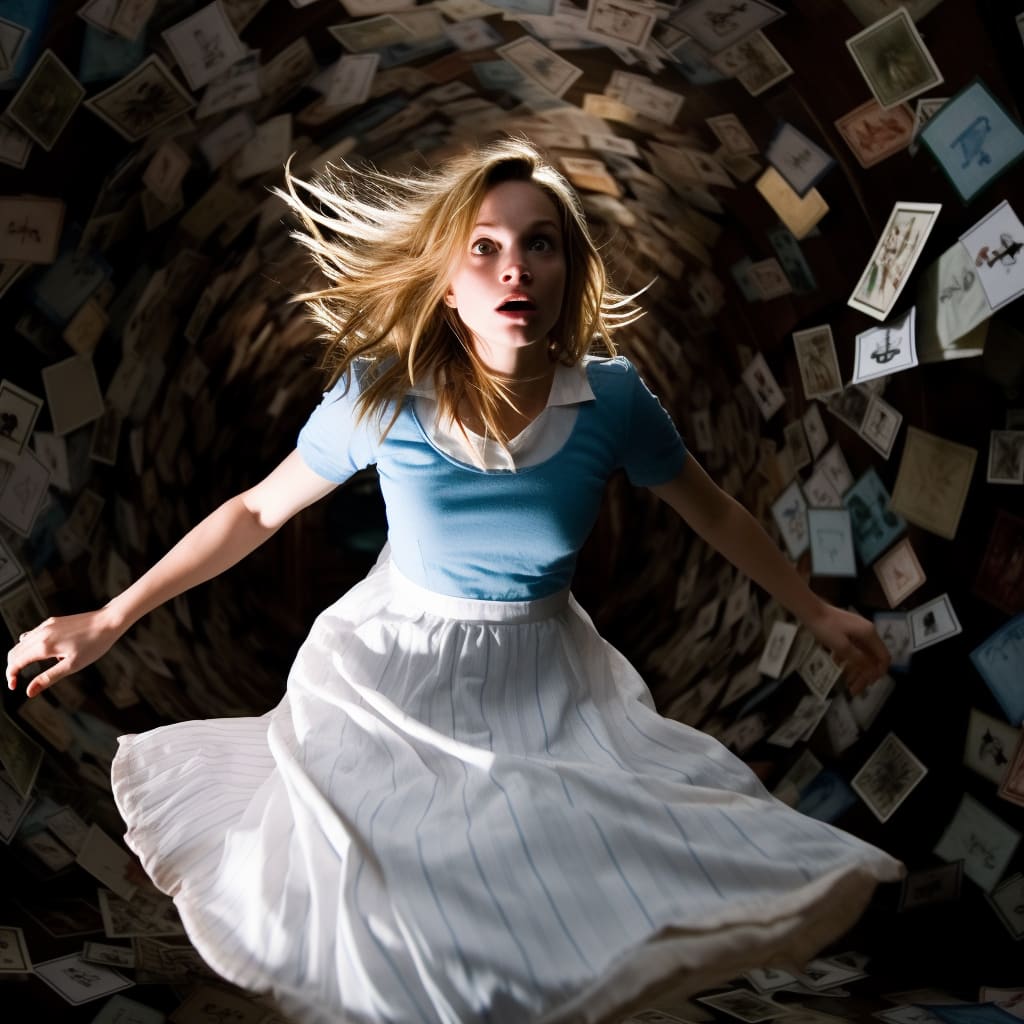 Alice falling down a rabbit hole