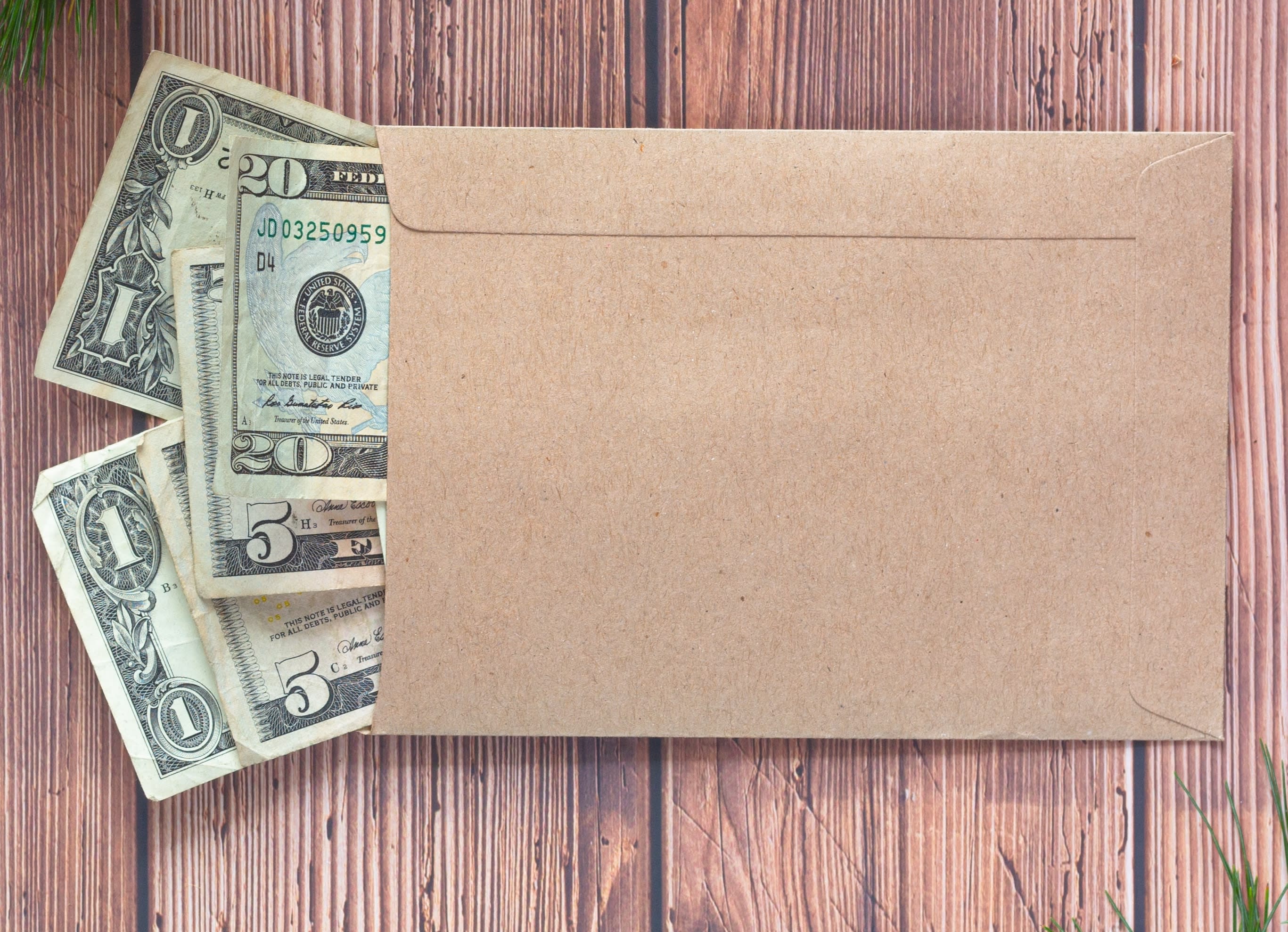 An envelope with cash