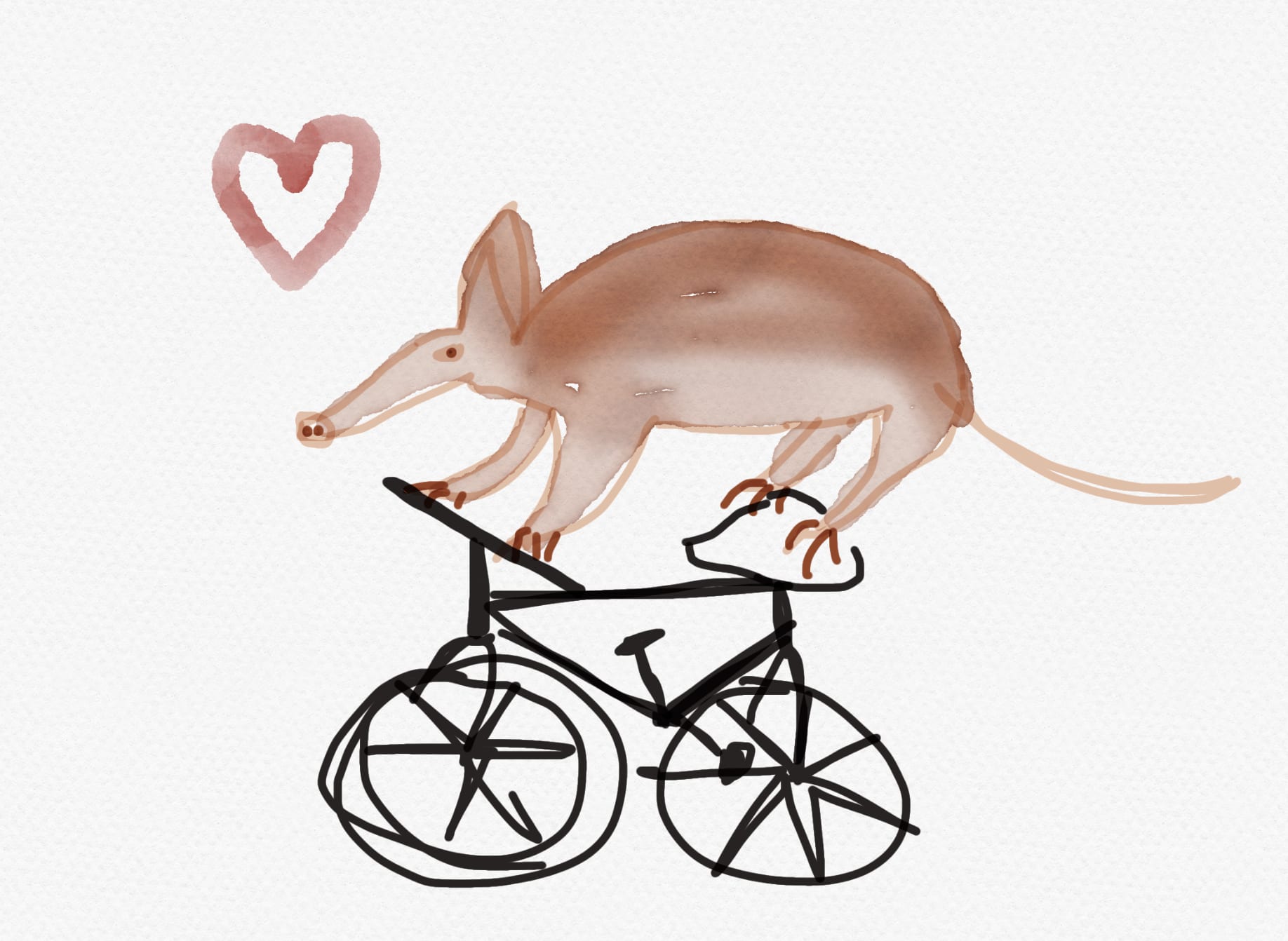 An aardvark trying to park (its bike)