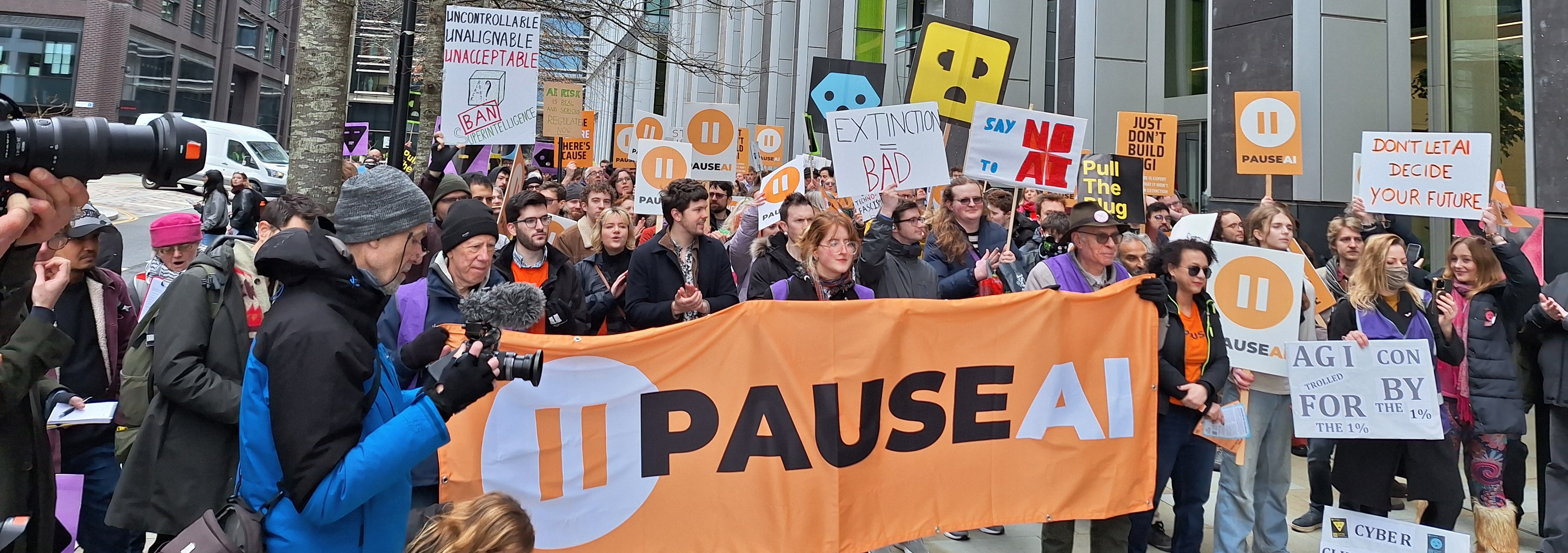 March for AI Safety Speech Crowd